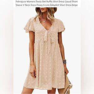 NWOT Women's Swiss Dot Ruffle Babydoll Dress